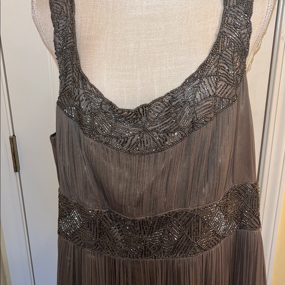 Adrianna Papell Silk Chiffon Beaded Midi Dress, Size 20W - Picture 2 of 12